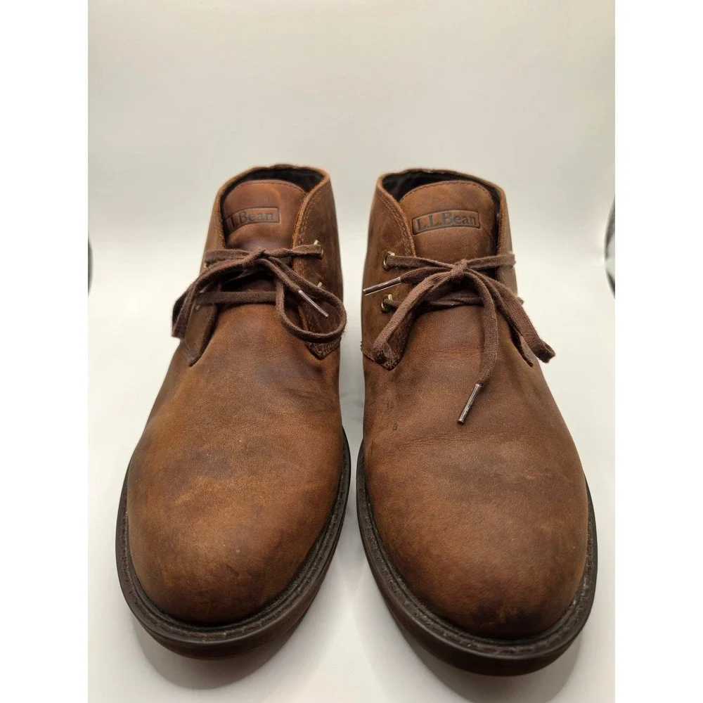 LL Bean Mens Stonington Chukka Boots Brown Leather Mid Top Shoes 511441 Sz 10.5